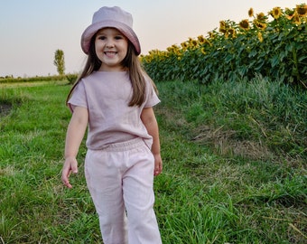 Pink girl Culottes Pants, Wide leg pants culottes, Casual pants for girl, Spring summer clothing, Boho style baby girl, Nature girls clothes