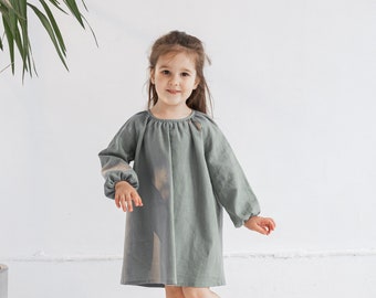 Sage green mint girl Holiday dress, Christmas tree dress, Rustic dress, Flower girl dress, Long sleeve toddler dress, gift for girl