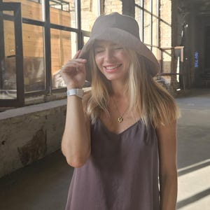Taupe Linen sun hat for women, Handmade summer panama, Linen Beach Panama hat, Summer Linen bucket hat, Women's sun hat, Gift for woman, wide brim sun hat