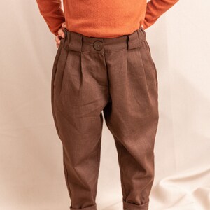 Brown Nettle Pants, Casual Unisex Pants for Kids, Wide Leg Pants, Summer Linen Toddlers Clothing, Clothes for Girls, Summer Pants Linen