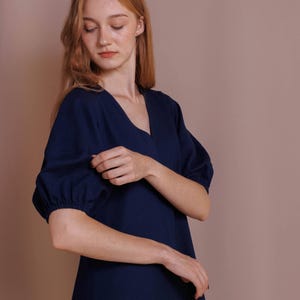 Romantic Ramie Linen Womens Dress, Elegant Womens Dress, Natural Fabric Womens Dress, Dress with Puff Sleeves, Boho linen nettle dress