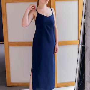 Backless Linen Dress, Solid Color Dress, Vacation outfit, Long Linen Dress, Open Back Dress, Holiday Dress, Bridesmaid dress, Strap Dress