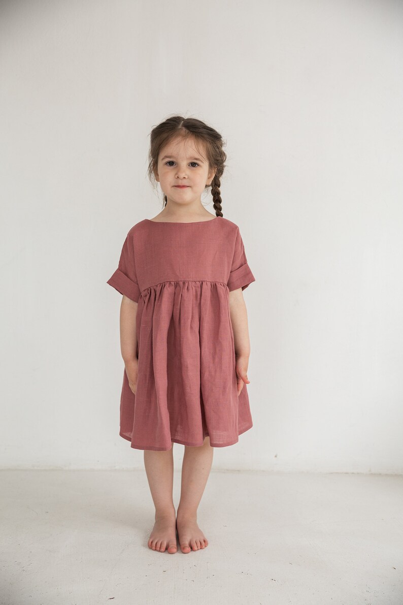 Pink mauve girl dress, Summer dress, Birthday dress, Party girls dress, Boho flower girl dress, Girl summer vacation outfit Spring clothes image 4