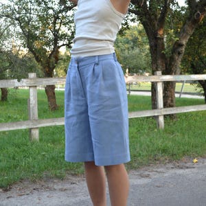 Linen Bermuda Shorts for Women, Linen Shorts With Pockets, High Waist Womens Shorts, Wide Leg Shorts, Linen Elastic Waist Shorts, Summer set