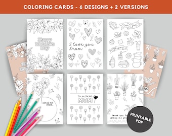 Mother's Day Coloring Cards: Kids Activity, Printable Gift (PDF)