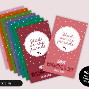 PRINTABLE Best Friend Valentine gift tags, EDITABLE classroom Valentines Day gift tag, Non-Candy Valentine Tag, Friendship Valentine tags