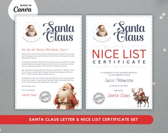 Personalized Santa Letter & Nice List Certificate Template (Digital Download)