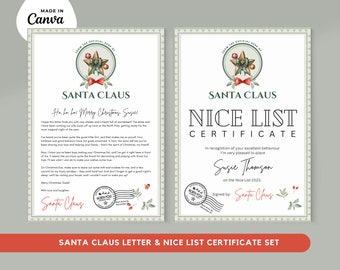 Personalized Santa Letter & Nice List Certificate (Digital Download)