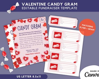 Valentine Candy Gram Flyer Template: Editable School Fundraiser (Digital Download)