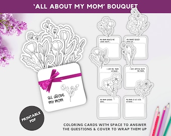 Mother's Day Coloring Card Bouquet: All About My Mom (Printable)