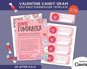 Valentine's Donut Gram PTA/PTO Fundraiser Flyer (Digital Download)