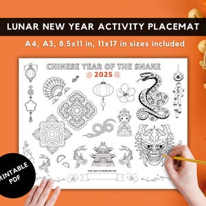 Coloriage du Nouvel An chinois à imprimer, napperon à colorier du Nouvel An lunaire, année du dragon 2024, coloriage de dragon, activité pour les enfants