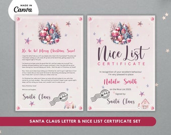 Printable Santa Letter & Nice List Certificate Template (Digital Download)