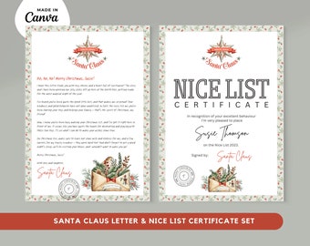 Personalized Santa Letter & Nice List Certificate - Canva Template (Digital Download)