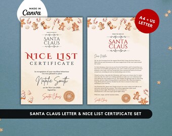 Editable Santa Letter & Nice List Certificate (Digital Download)