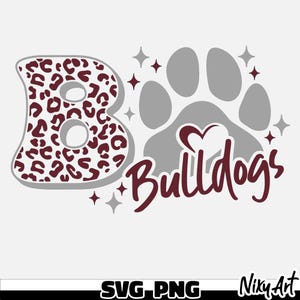 Bulldogs team mascot pride svg png | Bulldogs school spirit | Cheetah Leopard | with paw design SVG and PNG Design for Cut and Sublimation