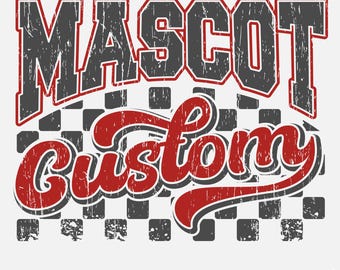 Custom school spirit png, Custom team mascot, College Varcity text, checkered, distressed, sports mascot png sublimation design