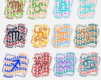 Stjärntecken SVG PNG-paket: Astrologi Horoskopdesigner (digital nedladdning)
