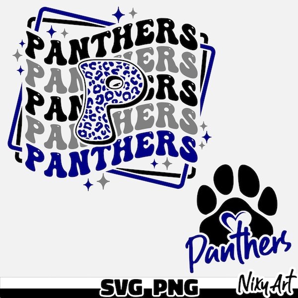 Mascota de los Panthers SVG PNG / Diseño de espíritu escolar de leopardo (digital)