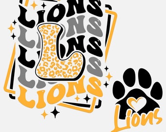 Lions team mascot pride svg png | Lions school spirit | Cheetah Leopard | with pocket design SVG and PNG Design for Cut and Sublimation