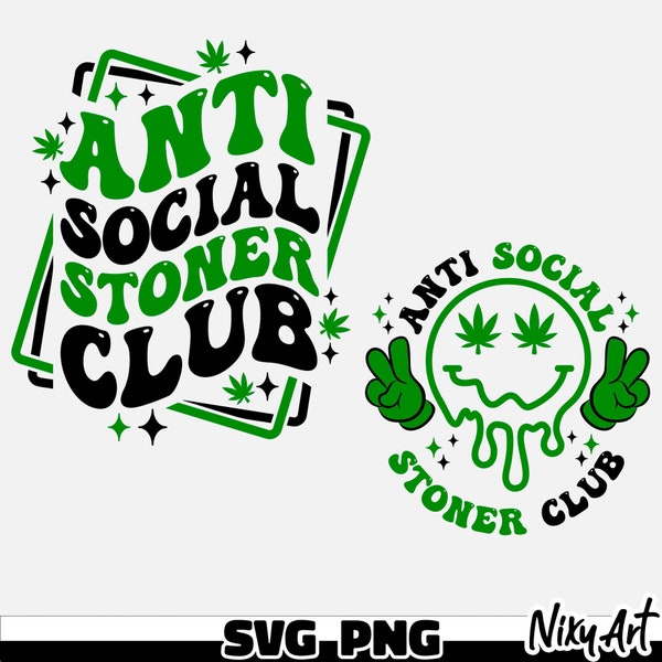 Anti Social Stoner Club svg png |  Marijuana svg | Weed svg | Cannabis svg | Stoner SVG and PNG Design with pocket for Cut and Sublimation