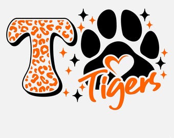 Tigers Mascot Paw Print SVG PNG | Leopard Cheetah Print (Digital Download)