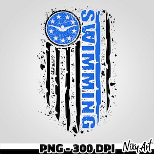 PNG de natación / PNG de bandera estadounidense con efecto desgastado / PNG de mascota deportiva de natación para sublimación