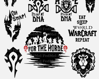 WOW Horde and Alliance bundle svg png | Gamer svg png | Video Games SVG and PNG Design for Cut and Sublimation