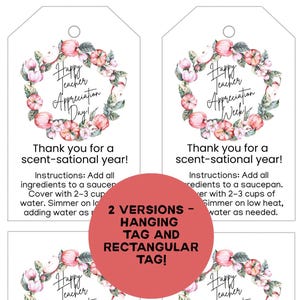 Teacher Appreciation Simmer Pot Tag: Printable Gift (PDF)