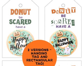 Printable Halloween Donut Tags: Trick or Treat Party Favors (PDF Download