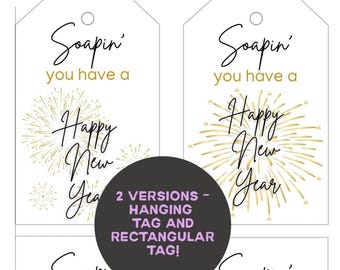 New Year Soap Gift Tag, Printable Holiday Tag (PDF)