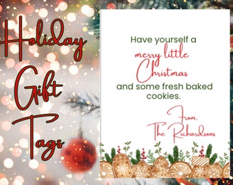 Christmas Cookie Gift Tags Template, Printable Holiday Tags (Canva Editable)