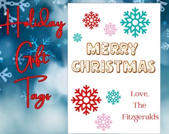 Editable Christmas Gift Tag Template, Printable Holiday Tags (Canva)