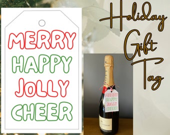 Festive Christmas Gift Tag, Holiday Cheer (Digital Download)