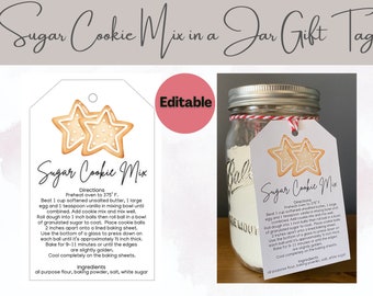 Sugar Cookie Mix in a Jar Gift Tag: Editable Canva Template (Digital Download)