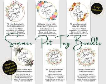 Seasonal Simmer Pot Tag Bundle: Printable Gift Tags (PDF)