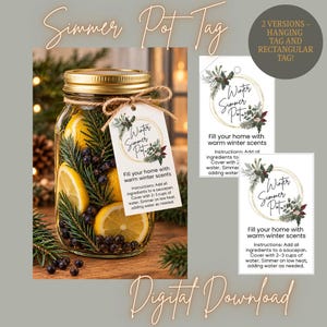 Winter Simmer Pot Gift Tag: Printable Holiday Scent Recipe (PDF)