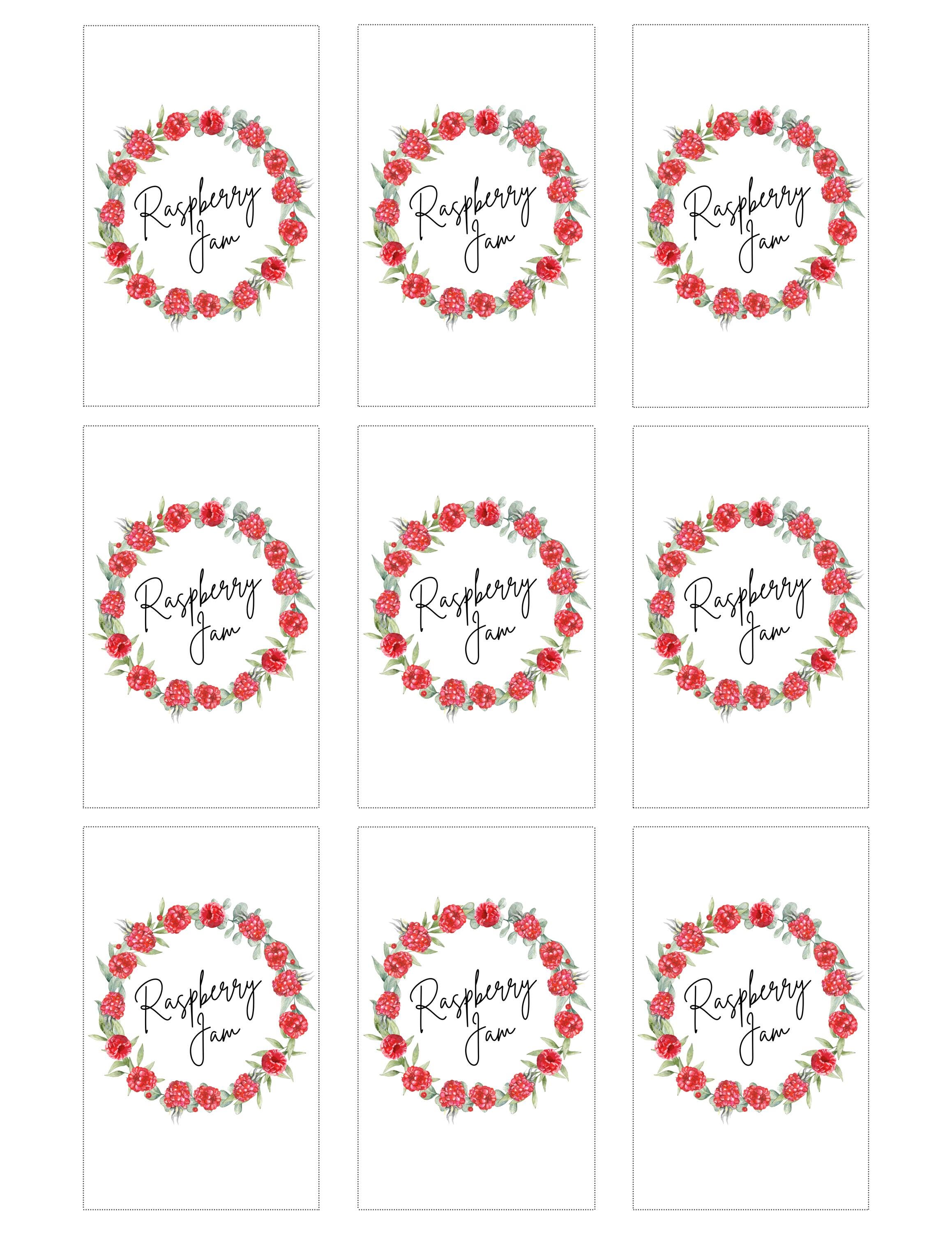 Raspberry Ruffles Back Label Raspberry Jam Gift Tag: Printable Gift Labels (PDF) - Etsy