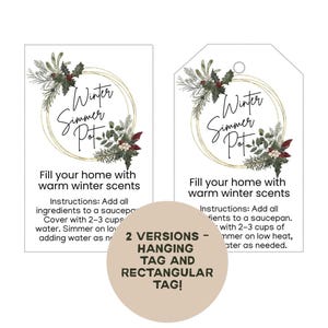Winter Simmer Pot Gift Tag: Printable Holiday Scent Recipe (PDF)