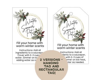 Winter Simmer Pot Gift Tag: Printable Holiday Scent Recipe (PDF)