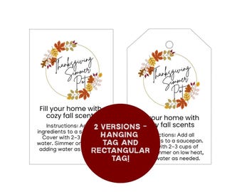 Thanksgiving Simmer Pot Tag: Printable Fall Gift Tags (PDF Download