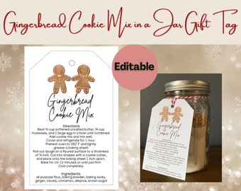 Gingerbread Cookie Mix in a Jar Gift Tag (Canva Template)