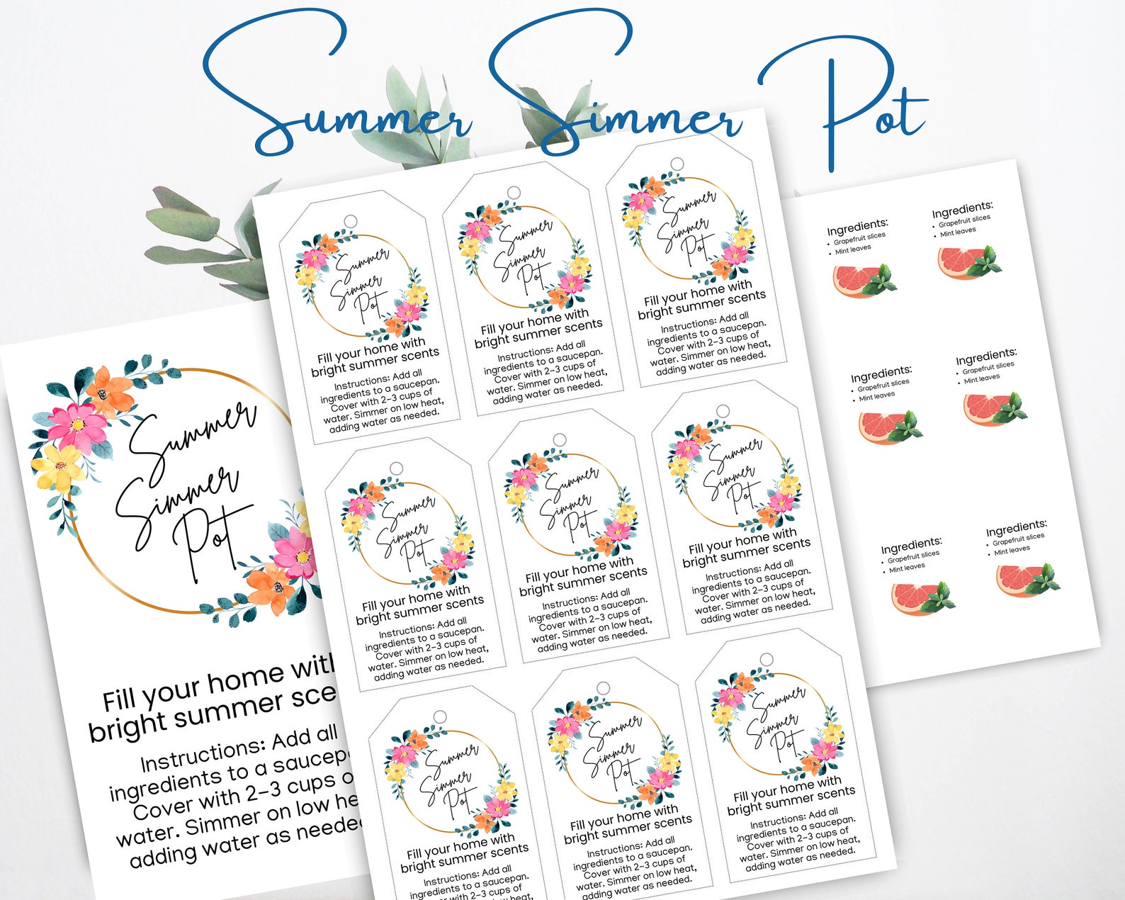 Year Round Simmer Pot Tag BUNDLE, Simmer Pot Gift Tag, Simmer Pot Tag ...