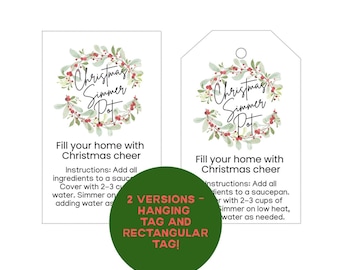 Christmas Simmer Pot Gift Tag: Printable Holiday Blend (PDF)