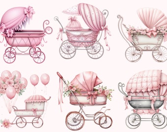 Watercolor Baby Shower Clipart PNG,Baby Stroller Clipart, Newborn baby, Nursery clipart,