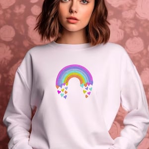 Boho Rainbow Embroidery Design, Machine Embroidery Design with heart, 3 Sizes