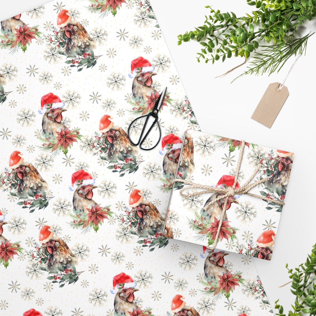Chicken Christmas Wrapping Paper Etsy