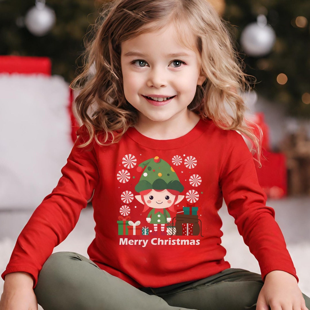 Cute Elf Shirt Kids Toddler Christmas Tee Shirt Merry Etsy
