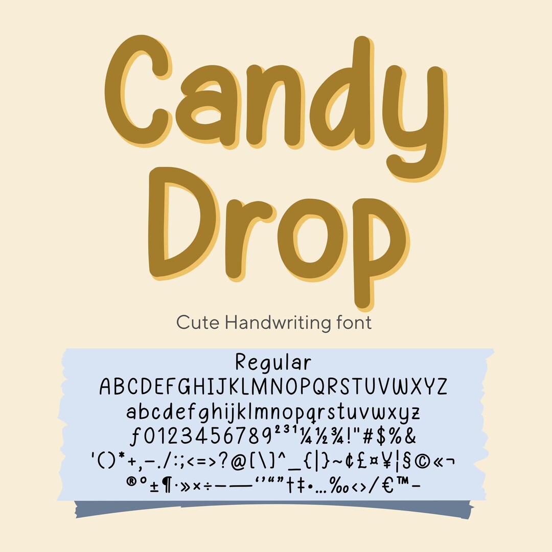 Candy Writing Font Candy Drop Font – Cute Handwriting Script (OTF + TTF) - Etsy