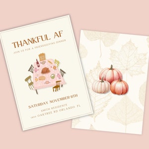 Thanksgiving invitation, Fall invitation, Friendsgiving invitation, Digital canvas template, Printable invitations, Digital invitation